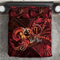 Personalised Polynesia Zodiac Aries Bedding Set Galaxy Polynesian Pattern Chest Tattoo Style