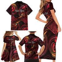 Personalised Polynesia Zodiac Aries Family Matching Short Sleeve Bodycon Dress and Hawaiian Shirt Galaxy Polynesian Pattern Chest Tattoo Style LT14 - Polynesian Pride