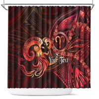 Personalised Polynesia Zodiac Aries Shower Curtain Galaxy Polynesian Pattern Chest Tattoo Style