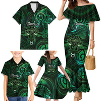 Personalised Polynesia Zodiac Taurus Family Matching Mermaid Dress and Hawaiian Shirt Galaxy Polynesian Pattern Chest Tattoo Style LT14 - Polynesian Pride