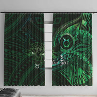 Personalised Polynesia Zodiac Taurus Window Curtain Galaxy Polynesian Pattern Chest Tattoo Style
