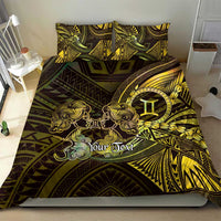 Personalised Polynesia Zodiac Gemini Bedding Set Galaxy Polynesian Pattern Chest Tattoo Style