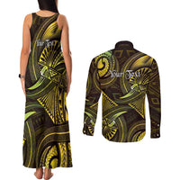 Personalised Polynesia Zodiac Gemini Couples Matching Tank Maxi Dress and Long Sleeve Button Shirt Galaxy Polynesian Pattern Chest Tattoo Style