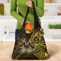 Personalised Polynesia Zodiac Gemini Grocery Bag Galaxy Polynesian Pattern Chest Tattoo Style