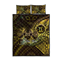 Personalised Polynesia Zodiac Gemini Quilt Bed Set Galaxy Polynesian Pattern Chest Tattoo Style