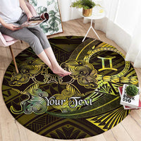 Personalised Polynesia Zodiac Gemini Round Carpet Galaxy Polynesian Pattern Chest Tattoo Style