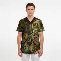 Personalised Polynesia Zodiac Gemini Scrub Top Galaxy Polynesian Pattern Chest Tattoo Style