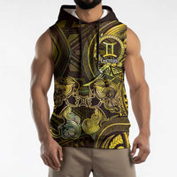 Personalised Polynesia Zodiac Gemini Sleeveless Hoodie Galaxy Polynesian Pattern Chest Tattoo Style