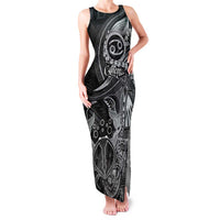 Personalised Polynesia Zodiac Cancer Family Matching Tank Maxi Dress and Hawaiian Shirt Galaxy Polynesian Pattern Chest Tattoo Style LT14 Mom's Dress Black - Polynesian Pride