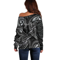 Personalised Polynesia Zodiac Cancer Off Shoulder Sweater Galaxy Polynesian Pattern Chest Tattoo Style