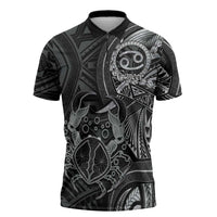 Personalised Polynesia Zodiac Cancer Zipper Polo Shirt Galaxy Polynesian Pattern Chest Tattoo Style