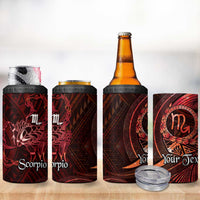 Personalised Polynesia Zodiac Scorpio 4 in 1 Can Cooler Tumbler Galaxy Polynesian Pattern Chest Tattoo Style