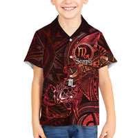 Personalised Polynesia Zodiac Scorpio Family Matching Mermaid Dress and Hawaiian Shirt Galaxy Polynesian Pattern Chest Tattoo Style LT14 Son's Shirt Red - Polynesian Pride
