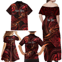 Personalised Polynesia Zodiac Scorpio Family Matching Off Shoulder Maxi Dress and Hawaiian Shirt Galaxy Polynesian Pattern Chest Tattoo Style LT14 - Polynesian Pride