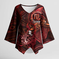 Personalised Polynesia Zodiac Scorpio Kimono Sleeve Blouse Galaxy Polynesian Pattern Chest Tattoo Style