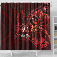 Personalised Polynesia Zodiac Scorpio Shower Curtain Galaxy Polynesian Pattern Chest Tattoo Style
