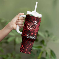 Personalised Polynesia Zodiac Scorpio Tumbler With Handle Galaxy Polynesian Pattern Chest Tattoo Style