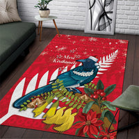 New Zealand Christmas In July Area Rug Tui Bird With Kowhai Meri Kirihimete LT14 Red - Polynesian Pride