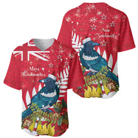 New Zealand Christmas In July Baseball Jersey Tui Bird With Kowhai Meri Kirihimete LT14 - Polynesian Pride
