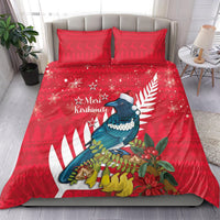 New Zealand Christmas In July Bedding Set Tui Bird With Kowhai Meri Kirihimete LT14 - Polynesian Pride