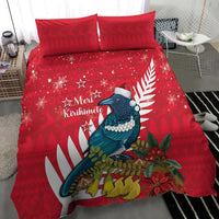 New Zealand Christmas In July Bedding Set Tui Bird With Kowhai Meri Kirihimete LT14 - Polynesian Pride