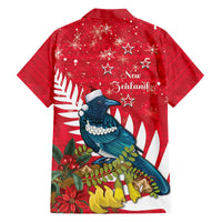 New Zealand Christmas In July Family Matching Off Shoulder Maxi Dress and Hawaiian Shirt Tui Bird With Kowhai Meri Kirihimete LT14 - Polynesian Pride