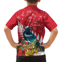 New Zealand Christmas In July Family Matching Summer Maxi Dress and Hawaiian Shirt Tui Bird With Kowhai Meri Kirihimete LT14 - Polynesian Pride