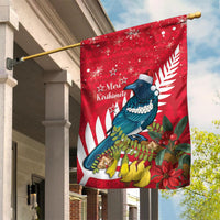 New Zealand Christmas In July Garden Flag Tui Bird With Kowhai Meri Kirihimete LT14 House Flag Red - Polynesian Pride