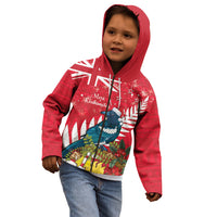 New Zealand Christmas In July Kid Hoodie Tui Bird With Kowhai Meri Kirihimete LT14 - Polynesian Pride