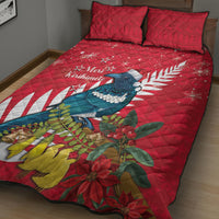 New Zealand Christmas In July Quilt Bed Set Tui Bird With Kowhai Meri Kirihimete