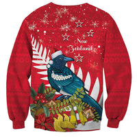 New Zealand Christmas In July Sweatshirt Tui Bird With Kowhai Meri Kirihimete LT14 - Polynesian Pride