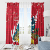 New Zealand Christmas In July Window Curtain Tui Bird With Kowhai Meri Kirihimete LT14 - Polynesian Pride