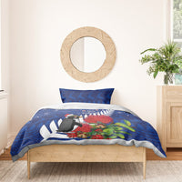 New Zealand Christmas In July Bedding Set Fiordland Penguin With Pohutukawa Flower LT14 - Polynesian Pride