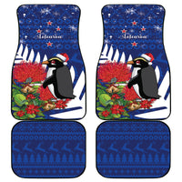 New Zealand Christmas In July Car Mats Fiordland Penguin With Pohutukawa Flower LT14 - Polynesian Pride