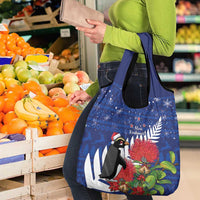 New Zealand Christmas In July Grocery Bag Fiordland Penguin With Pohutukawa Flower LT14 - Polynesian Pride
