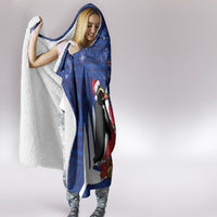 New Zealand Christmas In July Hooded Blanket Fiordland Penguin With Pohutukawa Flower LT14 - Polynesian Pride