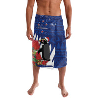New Zealand Christmas In July Lavalava Fiordland Penguin With Pohutukawa Flower LT14 Blue - Polynesian Pride
