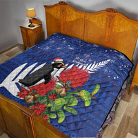 New Zealand Christmas In July Quilt Fiordland Penguin With Pohutukawa Flower LT14 - Polynesian Pride