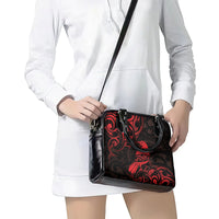 New Zealand Tui Bird Shoulder Handbag Aotearoa Maori Pattern - Red