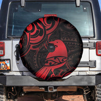 New Zealand Tui Bird Spare Tire Cover Aotearoa Maori Pattern - Red