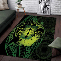 Kia Orana Kuki Airani Area Rug Cook Islands Tangaroa God Tatau Green LT14 Green - Polynesian Pride