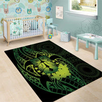 Kia Orana Kuki Airani Area Rug Cook Islands Tangaroa God Tatau Green LT14 - Polynesian Pride