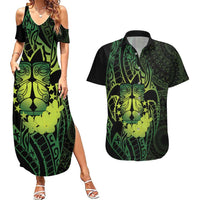 Kia Orana Kuki Airani Couples Matching Summer Maxi Dress and Hawaiian Shirt Cook Islands Tangaroa God Tatau Green LT14 Green - Polynesian Pride