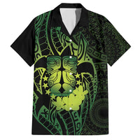 Kia Orana Kuki Airani Family Matching Off Shoulder Maxi Dress and Hawaiian Shirt Cook Islands Tangaroa God Tatau Green LT14 Dad's Shirt - Short Sleeve Green - Polynesian Pride