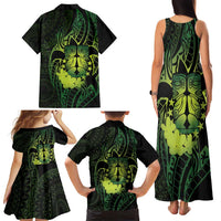 Kia Orana Kuki Airani Family Matching Tank Maxi Dress and Hawaiian Shirt Cook Islands Tangaroa God Tatau Green LT14 - Polynesian Pride
