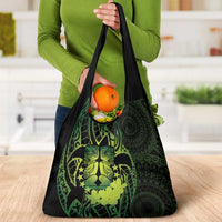 Kia Orana Kuki Airani Grocery Bag Cook Islands Tangaroa God Tatau Green LT14 - Polynesian Pride