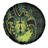 Kia Orana Kuki Airani Spare Tire Cover Cook Islands Tangaroa God Tatau Green LT14 - Polynesian Pride