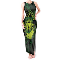 Kia Orana Kuki Airani Tank Maxi Dress Cook Islands Tangaroa God Tatau Green LT14 Women Green - Polynesian Pride