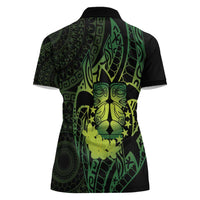 Kia Orana Kuki Airani Women Polo Shirt Cook Islands Tangaroa God Tatau Green LT14 - Polynesian Pride