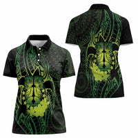 Kia Orana Kuki Airani Women Polo Shirt Cook Islands Tangaroa God Tatau Green LT14 - Polynesian Pride